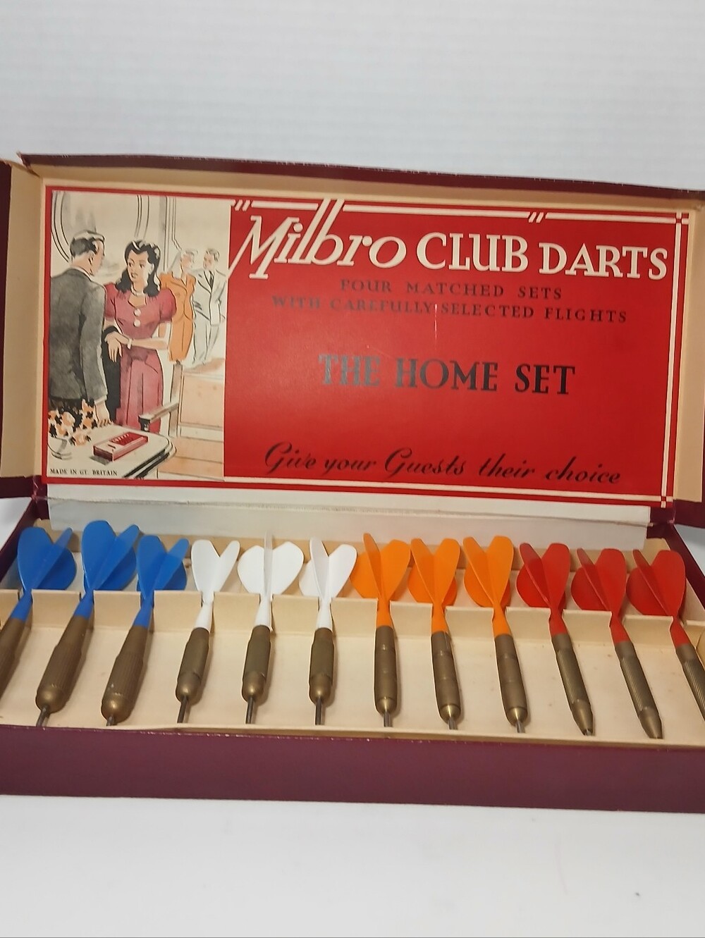 Vintage Milbro Club Darts 9 Piece Set With Flights